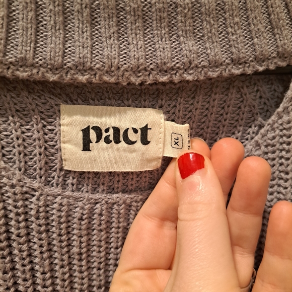 XL Pact Organic Women's Flint Grey Peek-A-Boo Crewneck Sweater - Picture 4 of 8